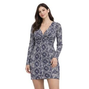 H&M Womens Long Sleeve Bodycon Snakeskin Mini Dress Sz 8 Purple Black Gray NWT